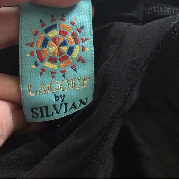 Vintage Lagouf by Silvian Bohemian Aztec black one piece swimsuit - Picture 5 of 8